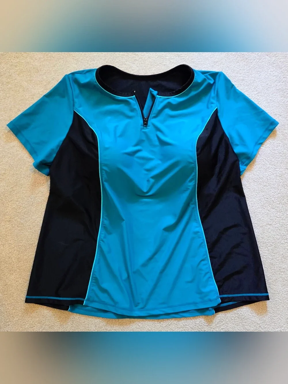Catherines Swim Teal Black Colorblock Plus Size 4x